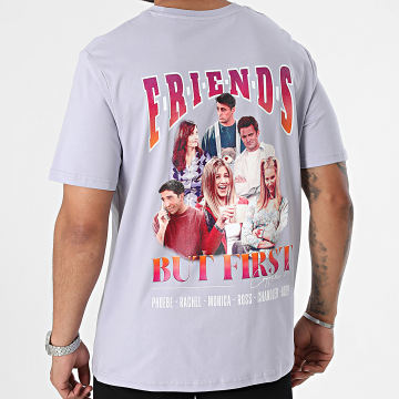 Friends - Tee Shirt Oversize Large But First Coffee Back Violet