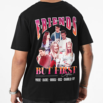Friends - Tee Shirt Oversize Large But First Coffee Back Negro