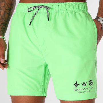 Teddy Yacht Club - Short De Bain Atelier Paris Vert Fluo Noir