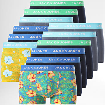 Jack And Jones - Lot De 12 Boxers Hawaii Bleu Marine Bleu Gris Bleu Vert Jaune Floral