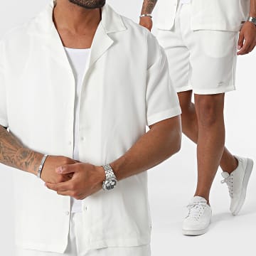 Zelys Paris - Mir Conjunto de camisa blanca de manga corta y pantalón corto de jogging