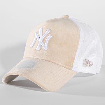 New Era - Casquette Trucker Femme Velour NY 60503426 Beige Blanc