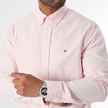 Tommy Hilfiger - Chemise Manches Longues A Rayures Heritage Oxford Stripe 6238 Orange Chiné Blanc