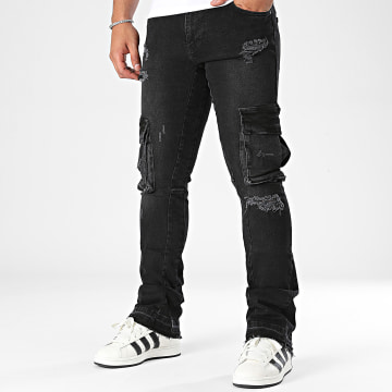 2Y Premium - Zwarte normale Cargo jeans