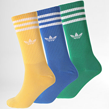 Adidas Originals - 3 paar hoge crew sokken IX7505 Koningsblauw Groen Geel