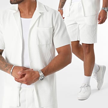 Frilivin - Ensemble Chemise Manches Courtes Et Short Jogging Blanc