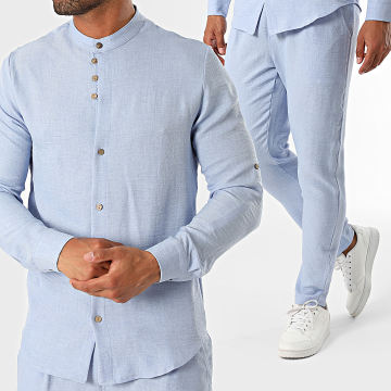 Frilivin - Set camicia e pantaloni a maniche lunghe Azzurro