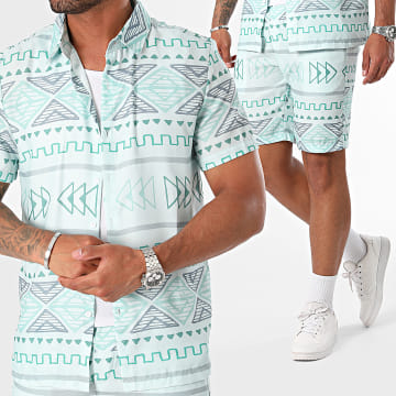 Frilivin - Licht turquoise shirt met korte mouwen en joggingshortset