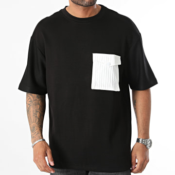 John H - Zwart Wit Oversize Pocket Tee Shirt