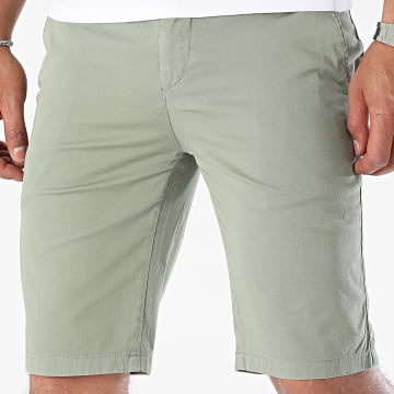 Mackten - Pantalones cortos chinos caqui verdes