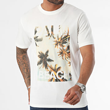 Only And Sons - Tee Shirt Magdy Life Blanc Bleu Clair Orange