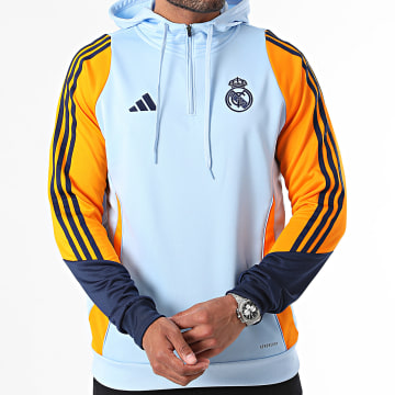 Adidas Sportswear - Sudadera con capucha a rayas del Real Madrid IT5091 Azul claro Naranja