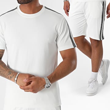Classic Series - Conjunto de camiseta de rayas blancas y pantalón corto de jogging