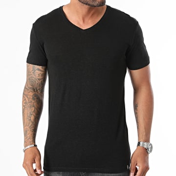 Paname Brothers - Camiseta cuello pico Negro Moteado