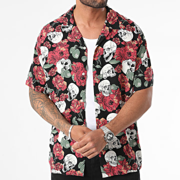 Jack And Jones - Chemise Manches Courtes Luke Skull Noir Blanc Rouge Vert