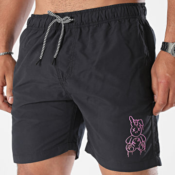 Sale Môme Paris - Short De Bain Nounours King Noir Rose Fluo