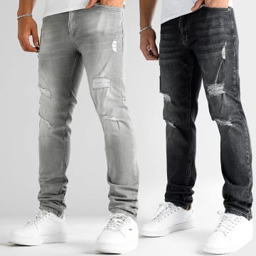 LBO - Lot De 2 Jeans Regular Fit Avec Destroy 2674 2892 Denim Gris Clair Noir