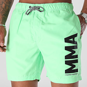 Super Prodige - Pantaloncini da bagno MMA verde fluorescente nero