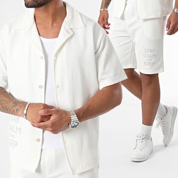 Armita - Conjunto de camisa blanca de manga corta y pantalón corto de jogging