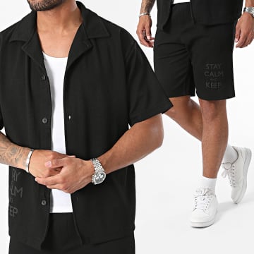 Armita - Set camicia nera a maniche corte e pantaloncini da jogging