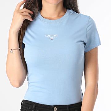 Tommy Jeans - Tee Shirt Femme Slim Essential Logo 8397 Bleu Clair