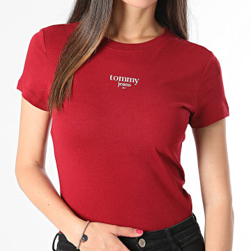 Tommy Jeans - Tee Shirt Femme Slim Essential Logo 8397 Bordeaux