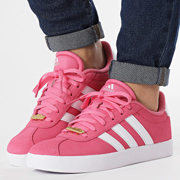 Adidas Originals - Sneakers donna VL Court 3.0 K ID9072 Rosa Fusion Cloud Bianco Grigio Quattro