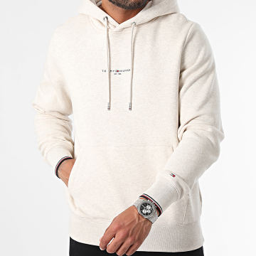 Tommy Hilfiger - Sweat Capuche Logo Tipped 2673 Beige Chiné