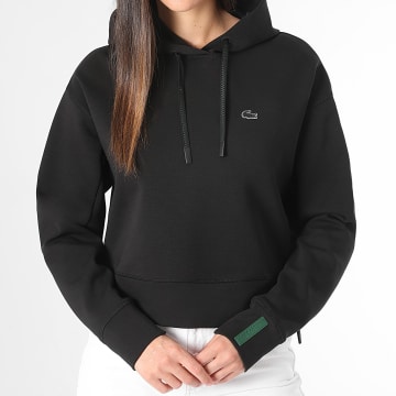 Lacoste - Sweat Capuche Femme Logo Brodé Crocodile Noir