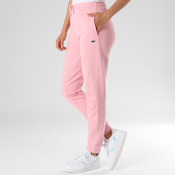 Lacoste - Pantalon Jogging Femme Logo Brodé Crocodile Rose