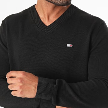 Tommy Jeans - Pull Col V Slim Essential Sweater 9192 Noir