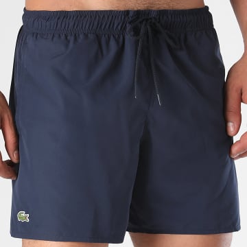 Lacoste - Short De Bain Logo Brodé Crocodile Bleu Marine