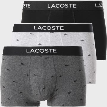 Lacoste - Lot De 3 Boxers Logo Noir Gris Clair Gris Anthracite