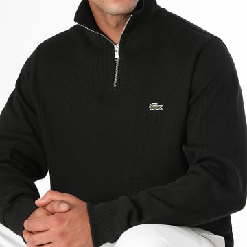 Lacoste - Pull Col Zippé Logo Brodé Crocodile Noir