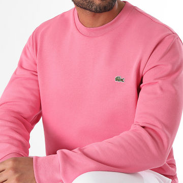 Lacoste - Sweat Crewneck Logo Brodé Crocodile Classic Fit Rose