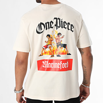 One Piece - Camiseta oversize Marineford Beige