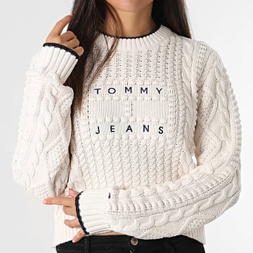 Tommy Jeans - Pull Femme Bubble Cable Flag 8522 Beige Clair