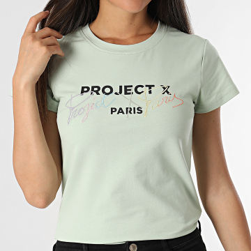 Project X Paris - Tee Shirt Col Rond Femme F221119 Vert Clair