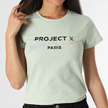 Project X Paris - Tee Shirt Col Rond Femme F222128 Vert Clair