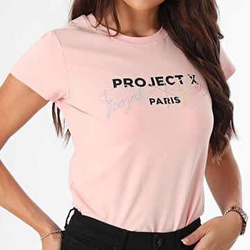 Project X Paris - Tee Shirt Col Rond Femme F222128 Rose