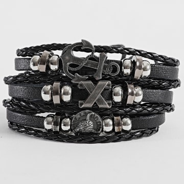 Frilivin - Lot De 3 Bracelets Noir Argenté