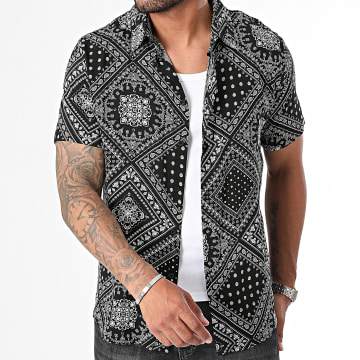 Frilivin - Zwart Wit Bandana Shirt Korte Mouw