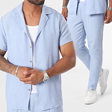 Frilivin - Set camicia a maniche corte e pantaloni da jogging blu chiaro