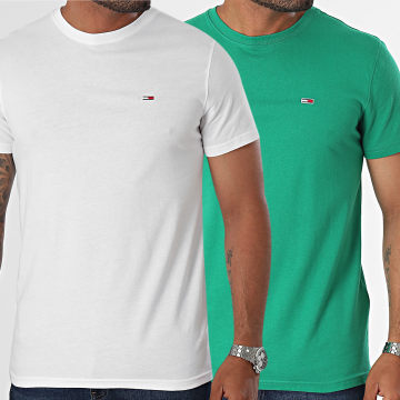Tommy Hilfiger - Lot De 2 Tee Shirts Slim Jersey 5381 Vert Blanc