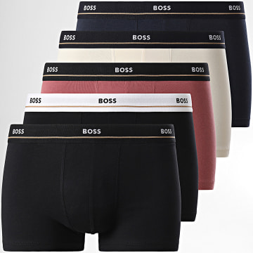 BOSS - Lot De 5 Boxers Essential 50517854 Noir Beige Bleu Marine Rouge Brique