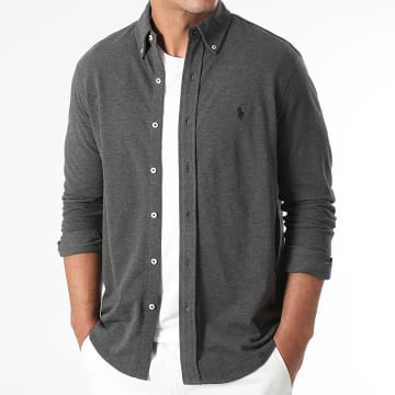 Polo Ralph Lauren - Camicia a maniche lunghe Oxford grigio antracite