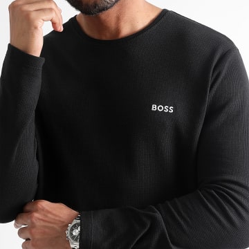 BOSS - Wafel shirt met lange mouwen 50479387 Zwart