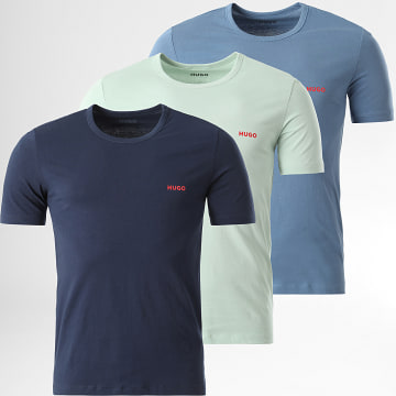 HUGO - Confezione da 3 magliette 50480088 Blu navy Verde chiaro