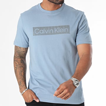 Calvin Klein - Maglietta con logo a righe Box 3590 Azzurro