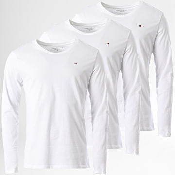 Tommy Hilfiger - Lot De 3 Tee Shirts Manches Longues Signature 3378 Blanc